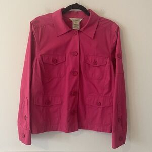 LL Bean Blazer Jacket 0 GYT2 Hot Pink XL Petite Cotton Utility Outdoor Gorpcore